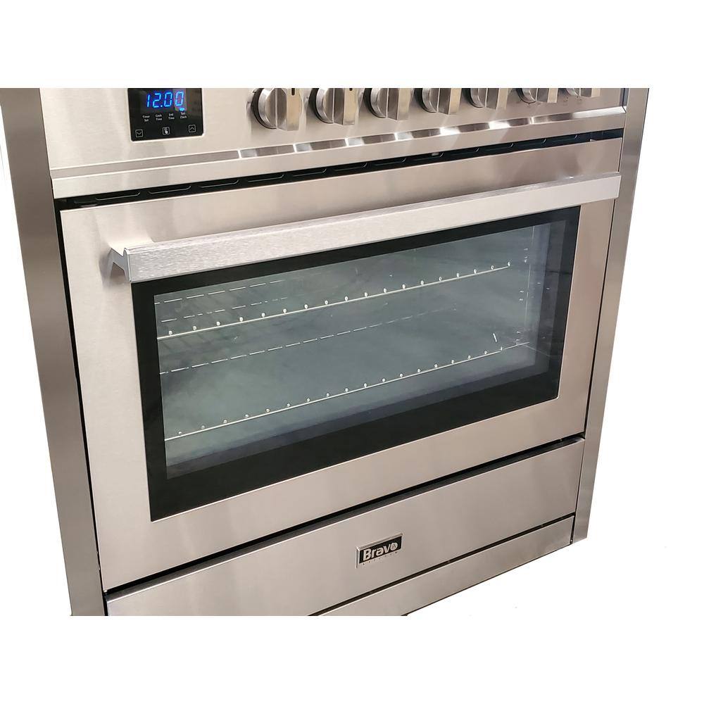 Bravo KITCHEN 36 in. 5 Burner Dual Fuel Range with Gas Stove and Electric Oven and True Convection Bake Function in Stainless Steel BV361RD