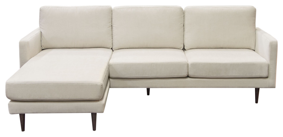 Kelsey Reversible Chaise Sectional  Cream Fabric   Midcentury   Sectional Sofas   by Kolibri Decor  Houzz