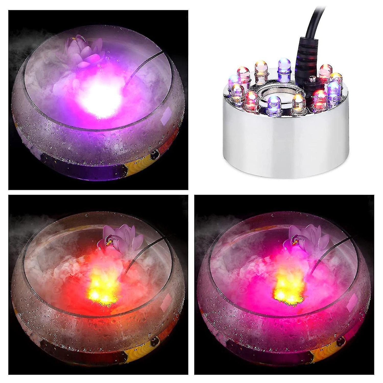 12 Led Colorful Light Ultrasonic Mist Maker Water Fountain Pond Decor