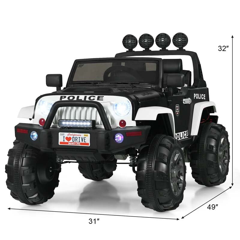 12V Kids Ride On Truck Battery Powered Riding Toy Car Jeep with Spring Suspension & Trunk