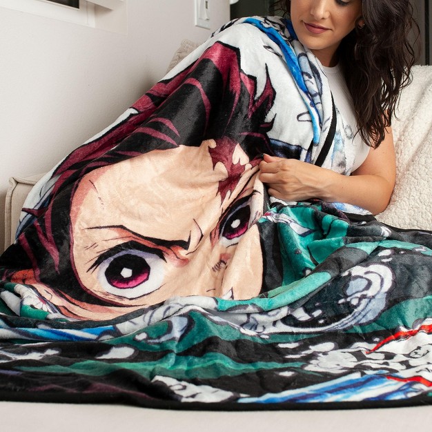 Just Funky Demon Slayer Tanjiro Kamado Fleece Throw Blanket 45 X 60 Inches