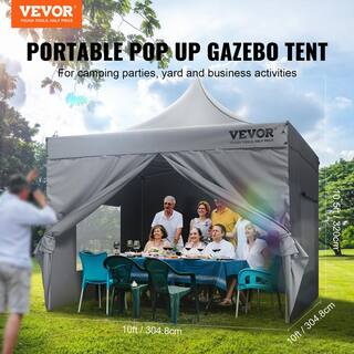 VEVOR 10 ft. x 10 ft. Pop Up Canopy with Removable Sidewalls Enclosed Canopy Tent Water Resistant Windproof for Outdoor Events DCSYPSH1010FTAFO2V0