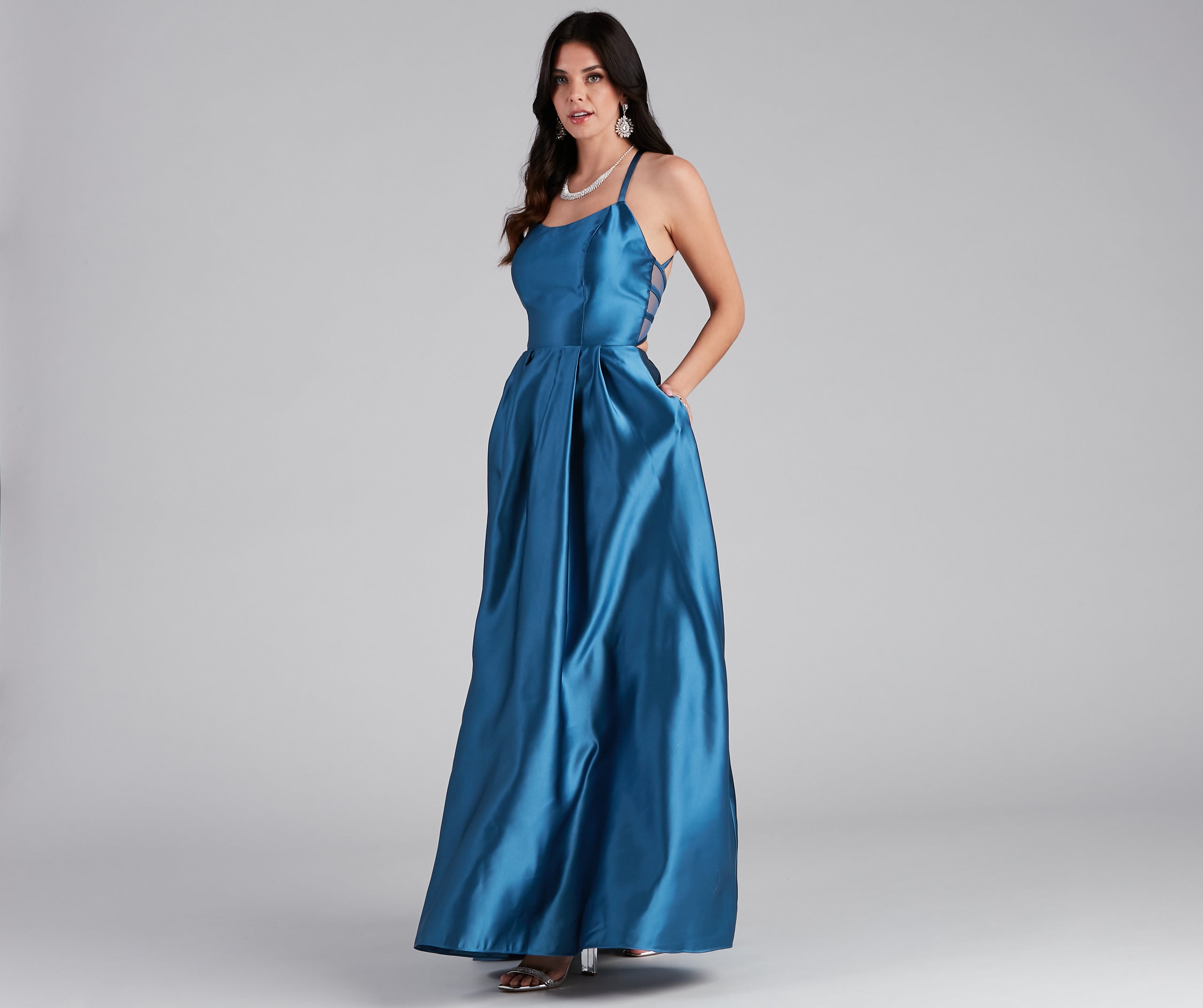 Christine Sleeveless Satin Ball Gown