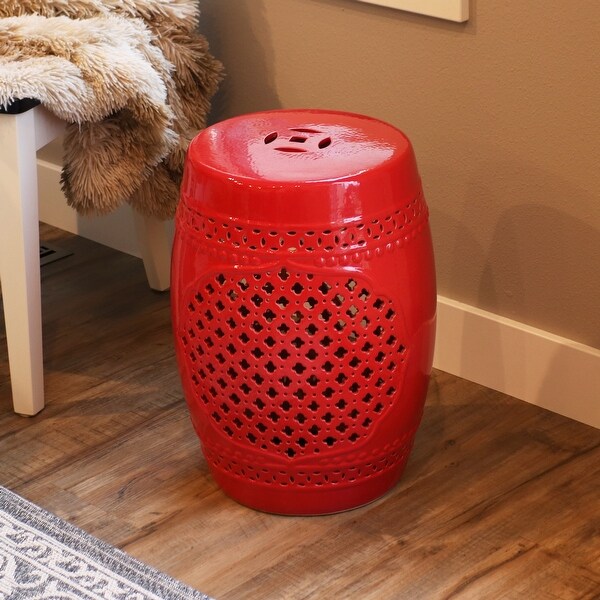 Sunnydaze Marrakesh Lattice Ceramic Decorative Garden Stool