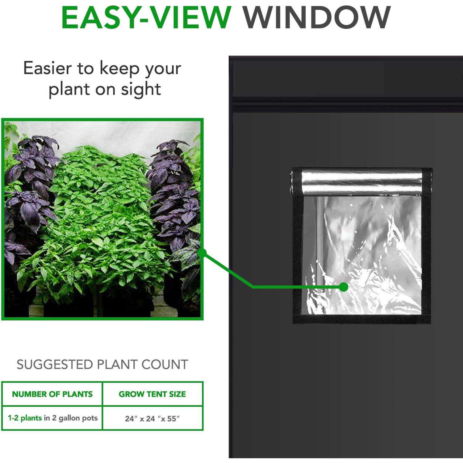 iPower Hydroponic Grow Tent 48 in. H X 24 in. W