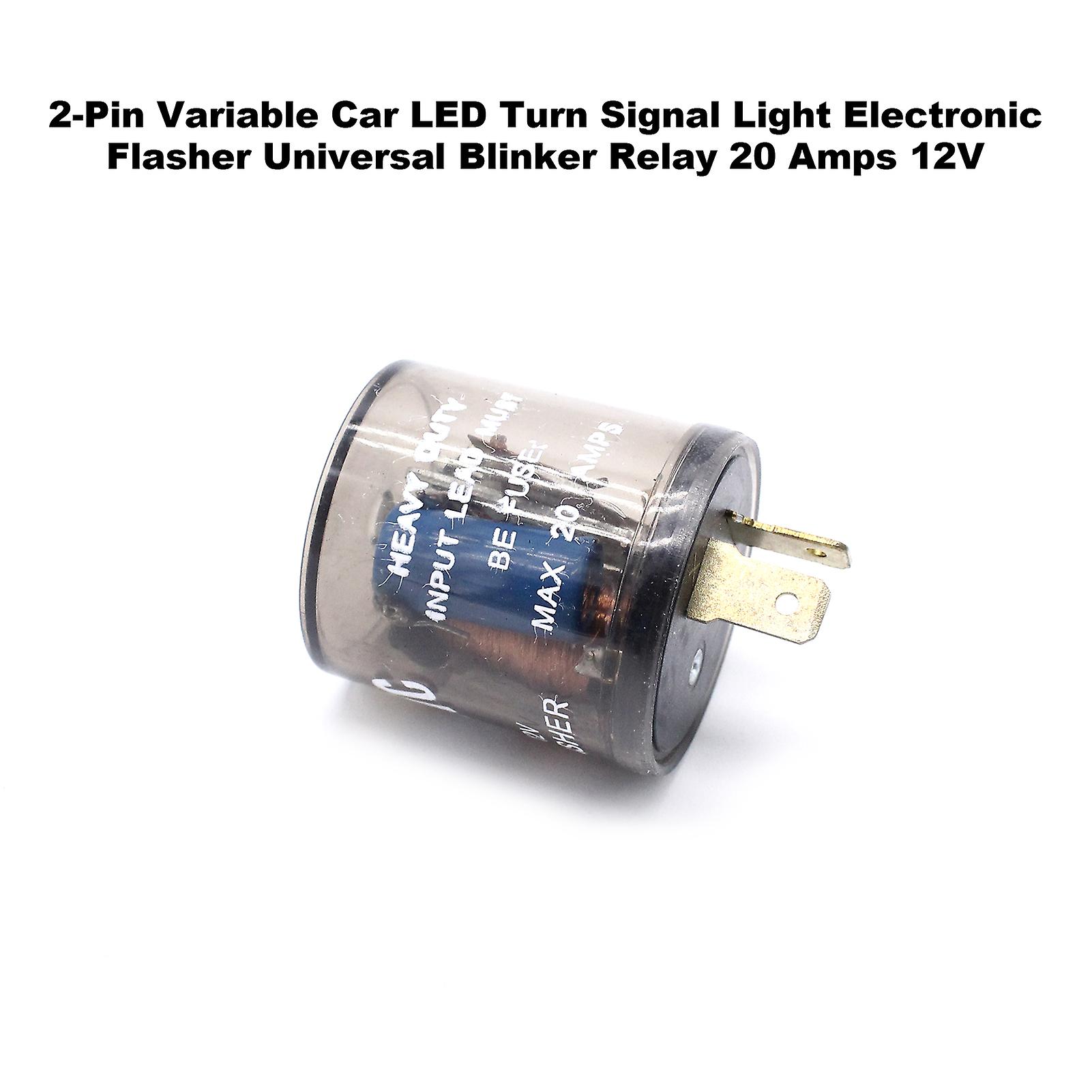 2-pin Variable Car Led Turn Signal Light Electronic Flasher Universal Blinker Relay 20 Amps 12v