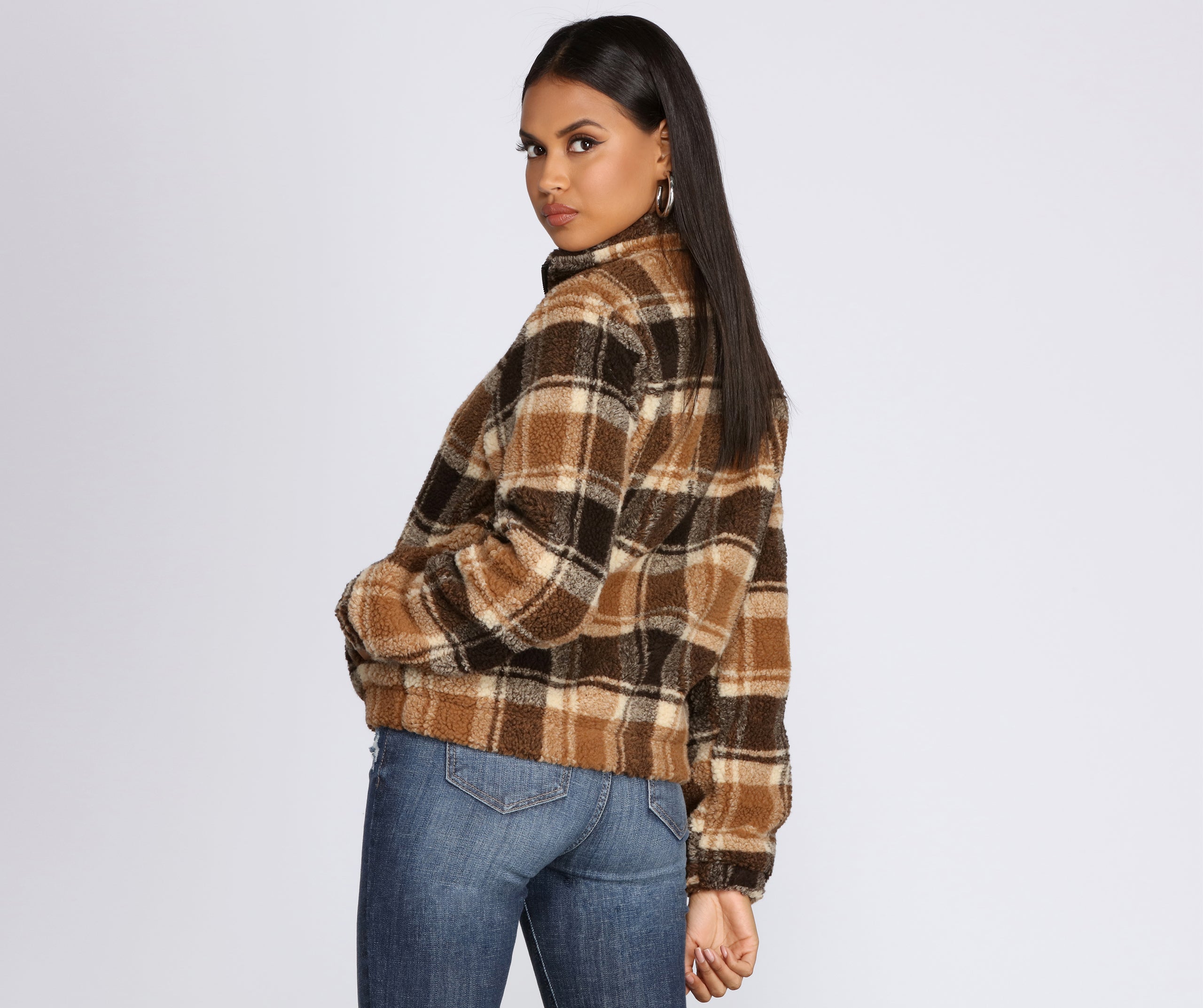 Pretty In Plaid Faux Fur Jacket