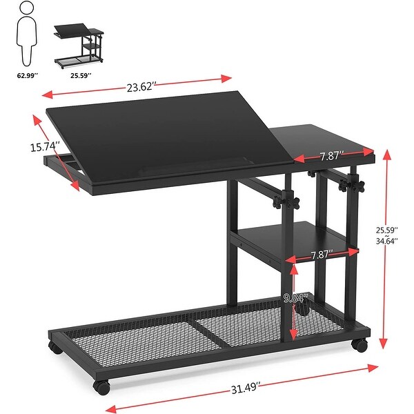 Height Adjustable C Table Mobile Couch Sofa Bedside Laptop Desk