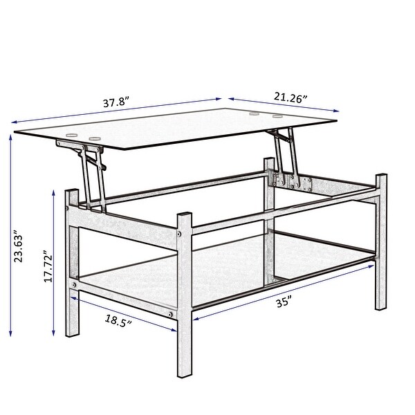 Glass Lift Top Coffee Table， Black