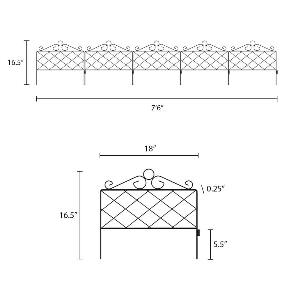 Pure Garden 16.5 in. Metal Decorative Azalea Garden Fencing (Set of 5) HW155059