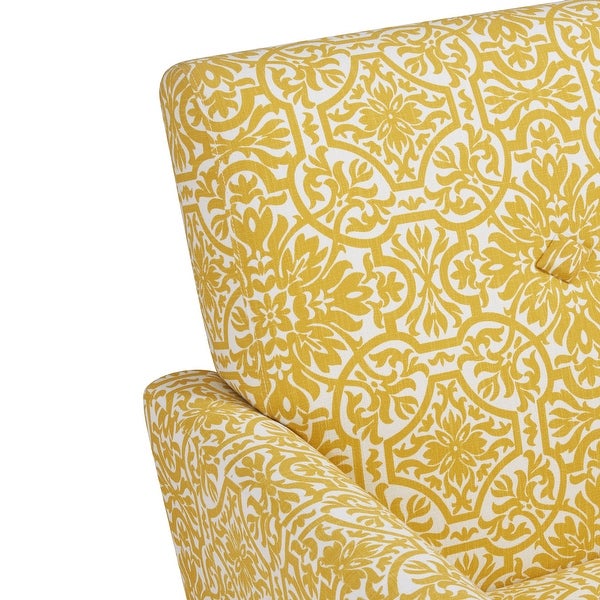 Handy Living Alex Gold Damask Upholstered Arm Chair