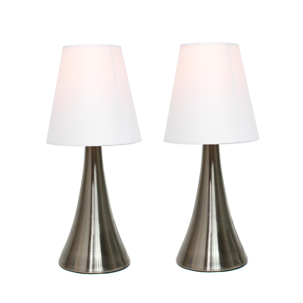 Simple Designs Valencia 2 Pack Mini Touch Table Lamp Set with Fabric Shades