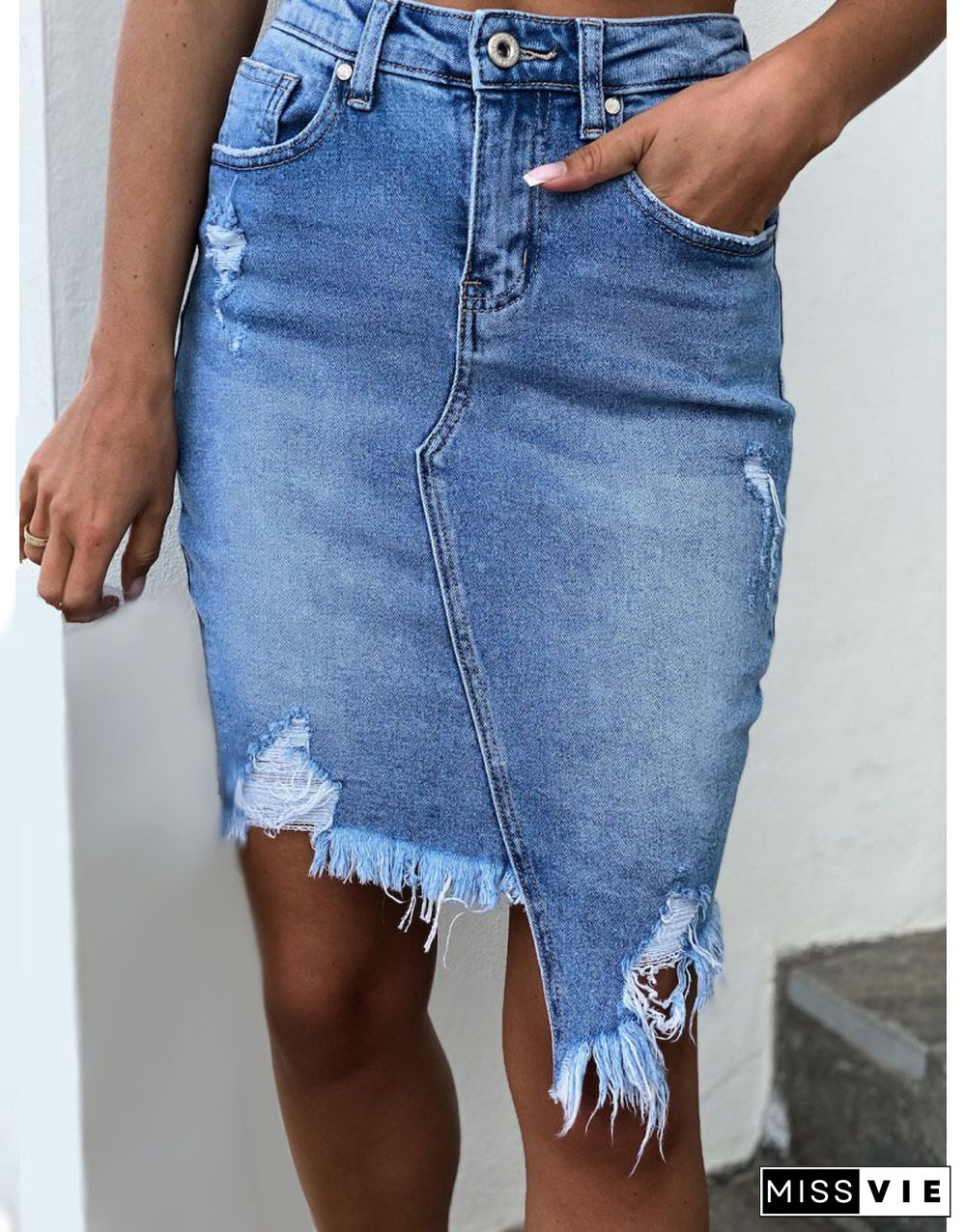 Hip Wrapped Denim Half Body Skirt