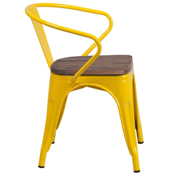 Metal Chair with Wood Seat and Arms