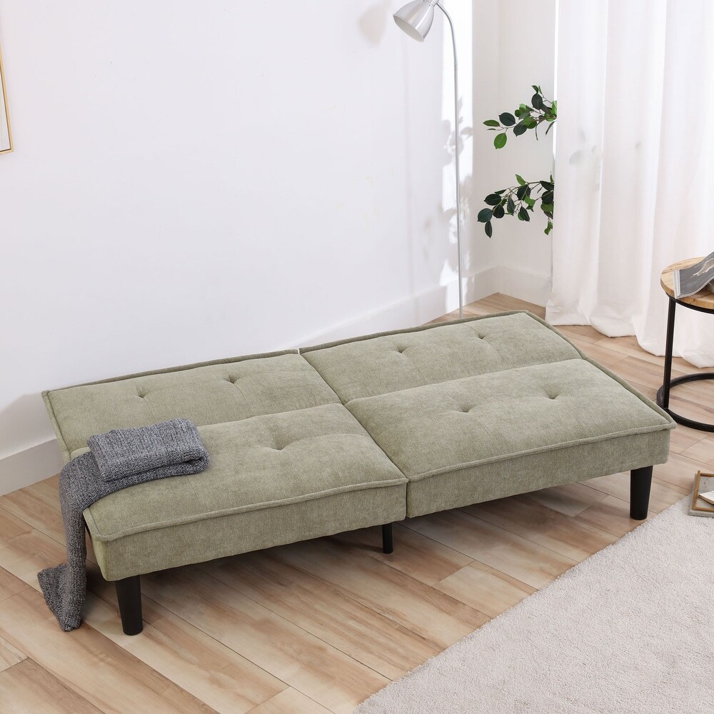 Futon Memory Foam Couch Bed Comfortable Faxu Leather Loveseat Sleeper Sofa for Dorm Apartment Office College Small Space RV