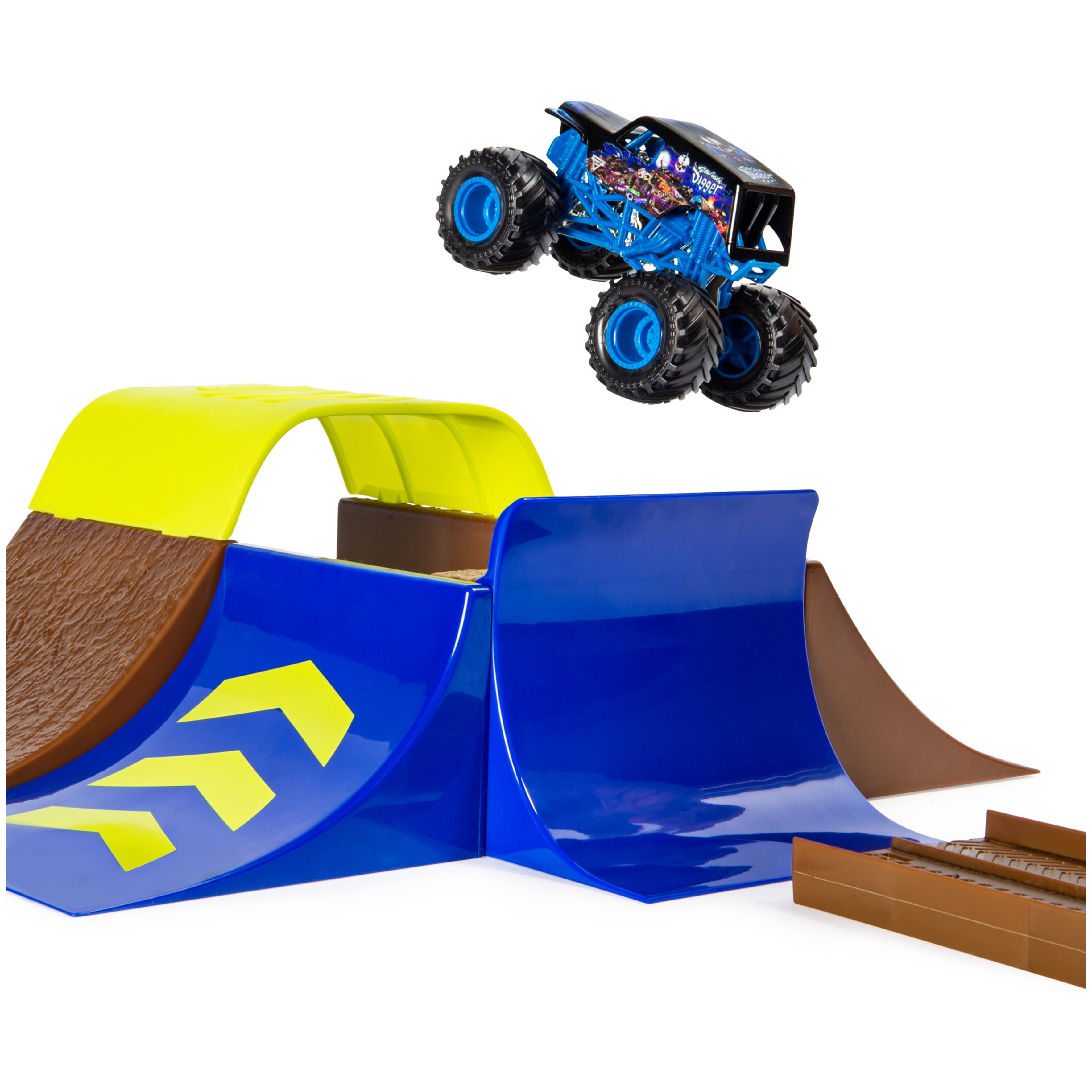 Monster Jam， Official Champ Ramp Freestyle Playset Featuring Exclusive 1:64 Scale Die-Cast Son-uva Digger Monster Truck， Kids Toys for Boys