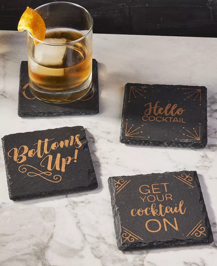 American Atelier 4 X 4 Slate Coasters Square Set 4 Piece