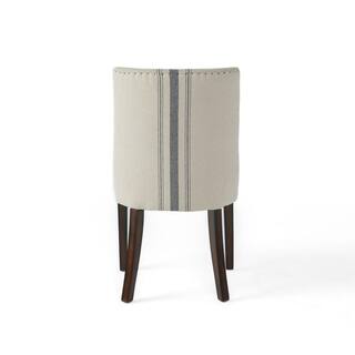 Noble House Harman Blue Stripe on Beige Linen Dining Chair (Set of 2) 5221