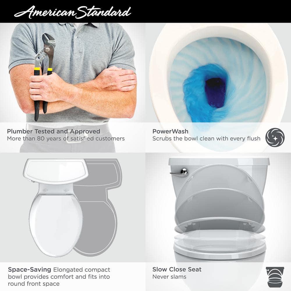 American Standard Compact Cadet 3 FloWise Tall Height 1Piece 128 GPF Single Flush Elongated Toilet in Bone Seat Included