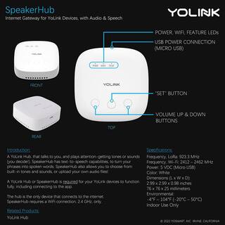 YoLink Smart Home Speaker Hub Plays TonesAlarms and Your Text-to-Speech Custom Messages Voice Announcements YS-1604