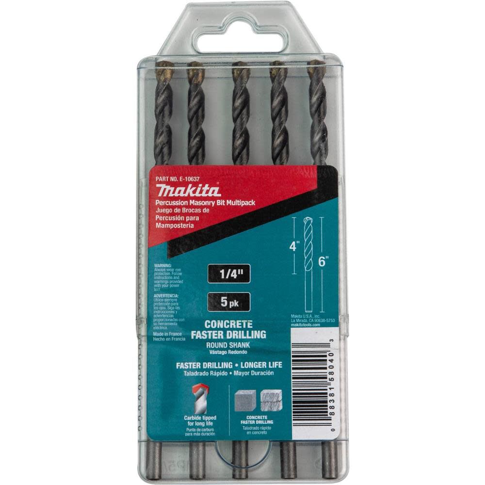 Makita Masonry Hammer Drill Bits 1/4