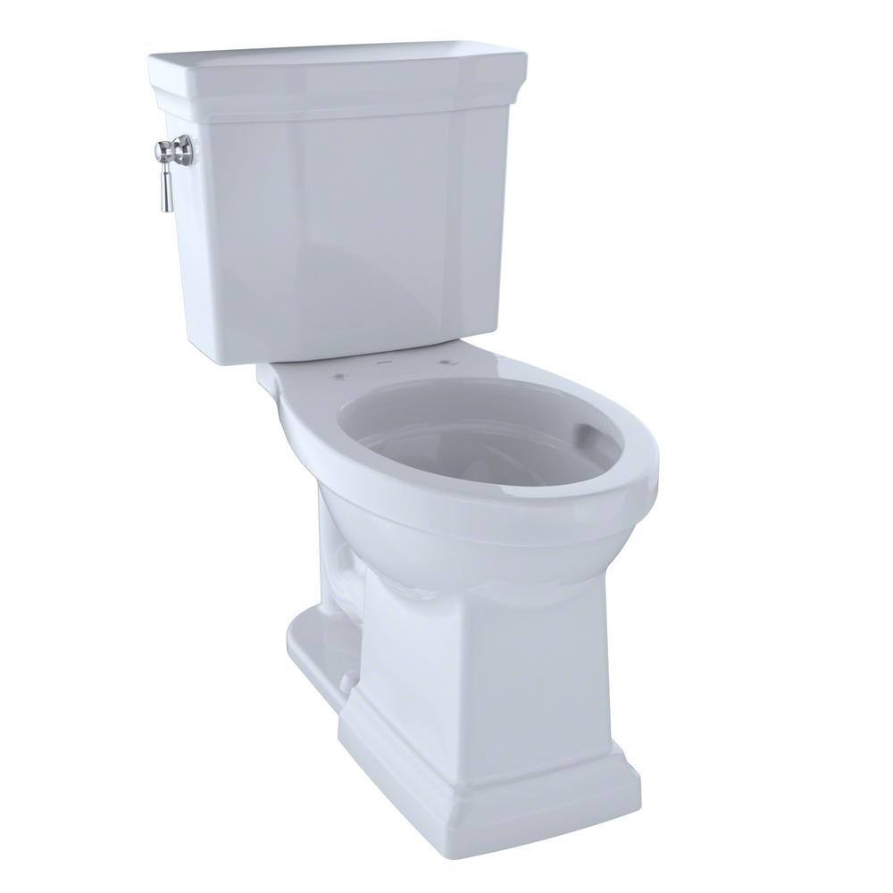 TOTO Promenade II 2-Piece 1.28 GPF Single Flush Elongated ADA Comfort Height Toilet in Cotton White SoftClose Seat Included MS404124CEFG#01