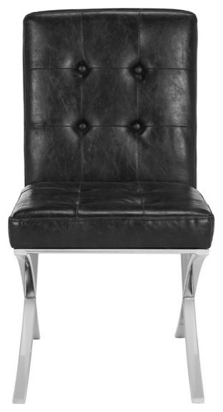 Slader Tufted Side Chair Black Chrome   Contemporary   Dining Chairs   by V.S.D Furniture  Houzz