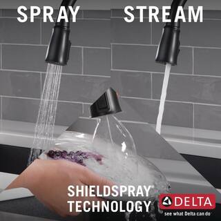 Delta Ophelia Single Handle Touch-On Pull Down Sprayer Kitchen Faucet with Touch2O Technology in Matte Black 19888TZ-BL-DST