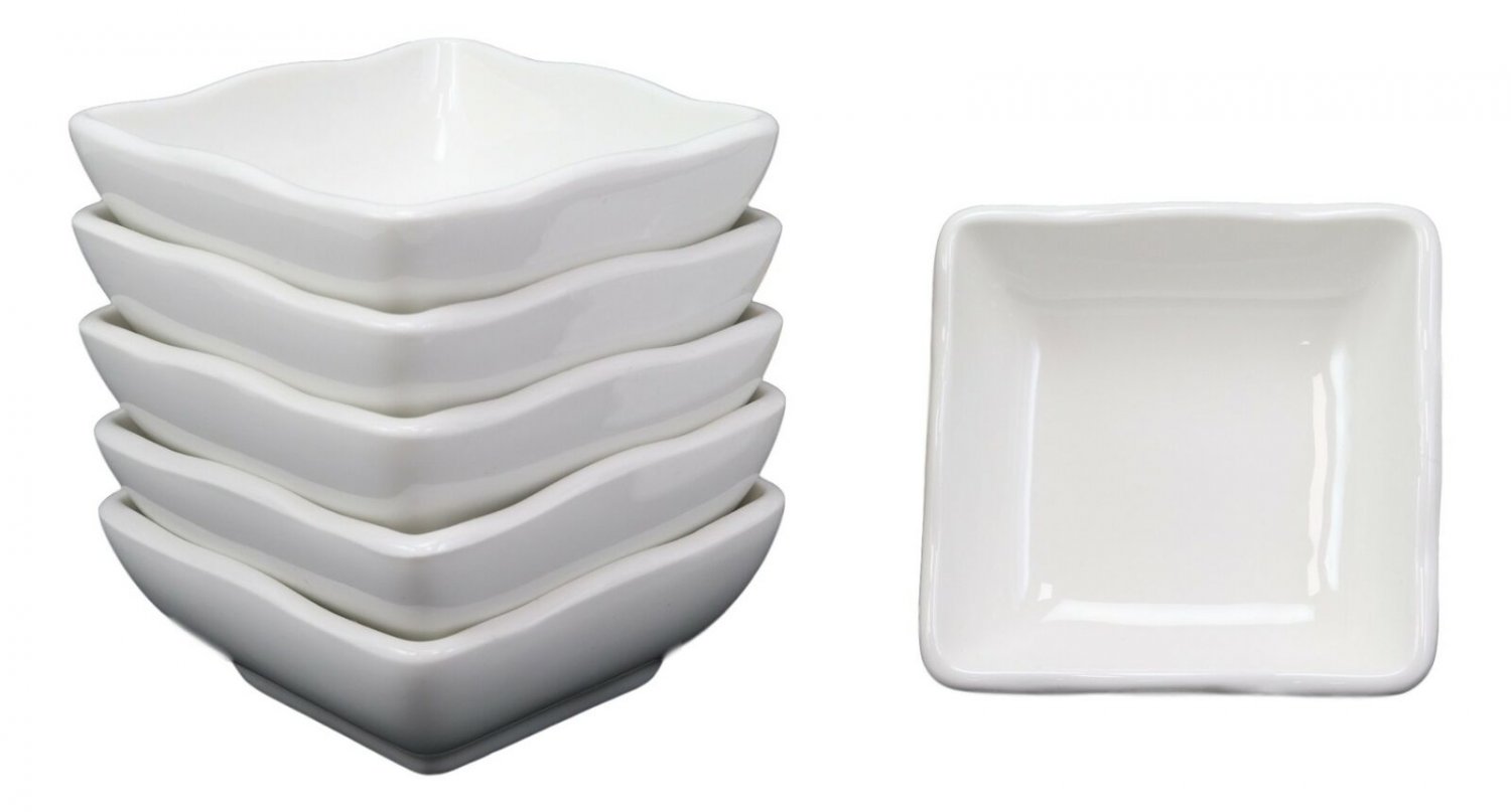 1 White Porcelain Condiments Soy Sauce Dipping Bowls Dishes Set Of 6 EBR02