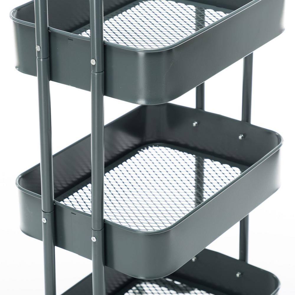 Huluwat 4-Tier Metal 4-Wheeled Shelves Storage Utility Cart in Gray RY-G-USBO4513