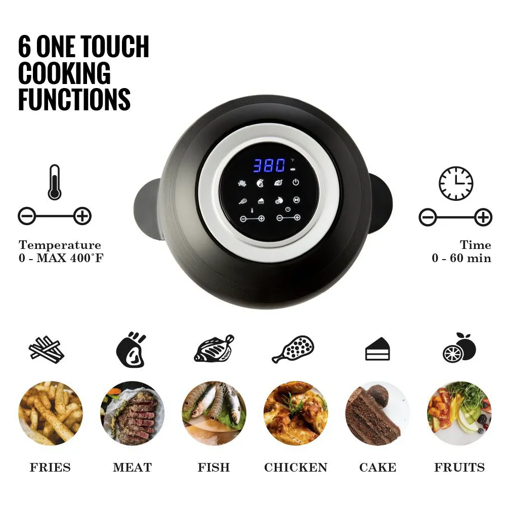 5000 ml Air Fryer with Self-Cleaning Glass Bowl