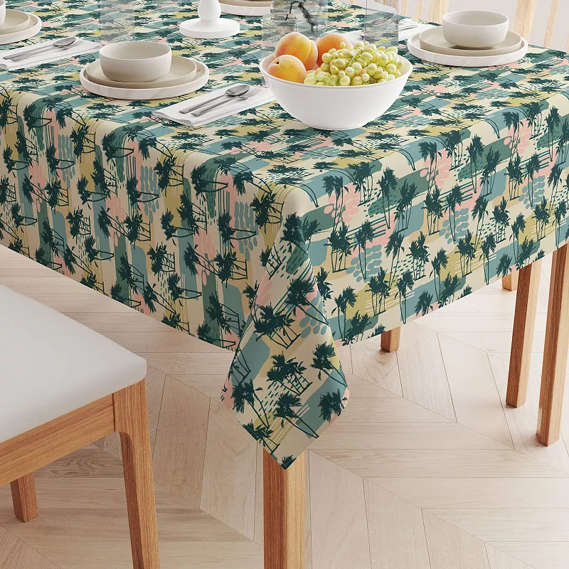 Rectangular Tablecloth， 100% Cotton， 52x104， Island Illustration