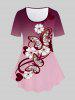 Butterfly Flower Printed Ombre Tee and Butterfly Flower Printed Ombre Leggings Plus Size Outfit