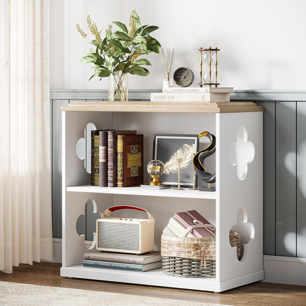 3 Tiers Bookshelf for Small Space  White Wooden Bookshelves