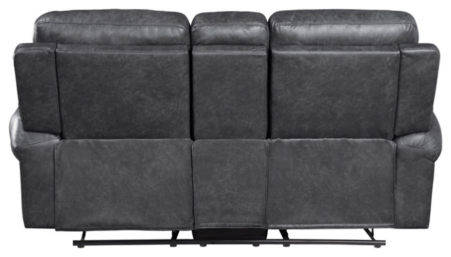 Lexicon Granville Faux Leather Manual Double Reclining Love Seat in Gray   Contemporary   Loveseats   by Homesquare  Houzz