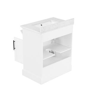 Home Decorators Collection Doveton 24 in. W x 19 in. D x 34.50 in. H Bath Vanity in White with White Engineered Stone Top Doveton 24W