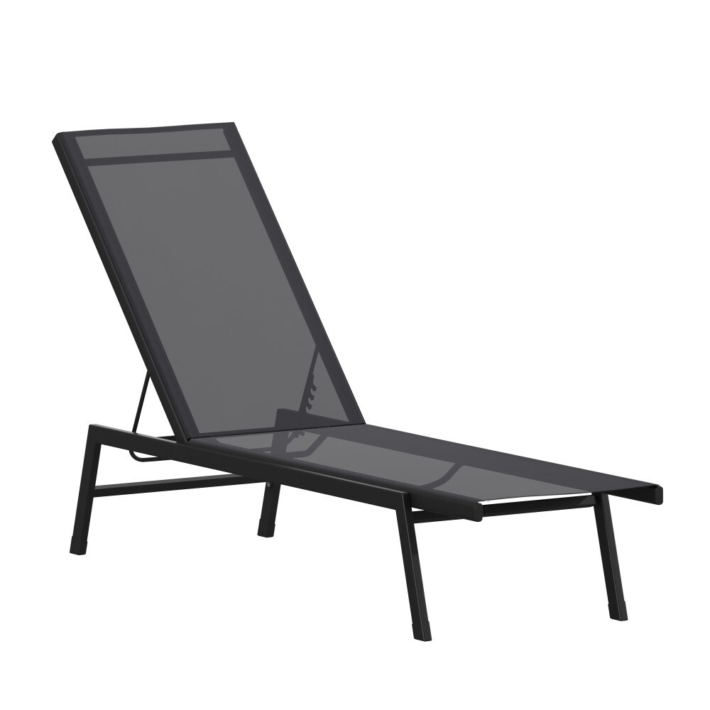 Weather Textilene Adjustable Chaise Lounge Chair with Arms