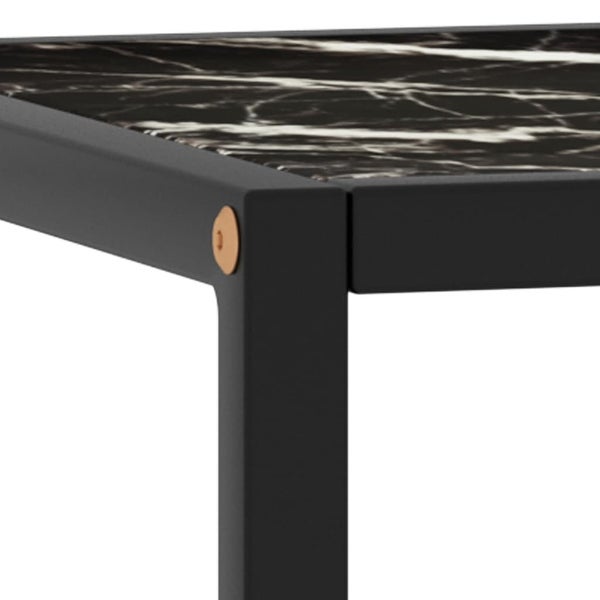 Coffee Table Black with Black Marble Glass 15.7