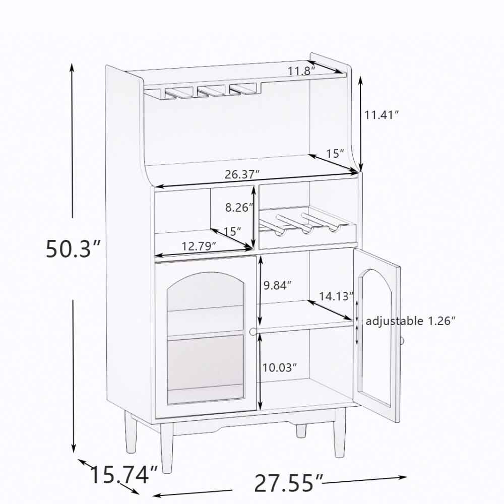 wine cabinet with removable rack and wine glass rack