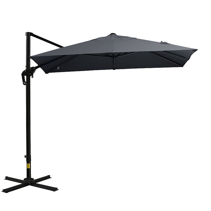 Outsunny 8x8ft Square Offset Cantilever Market Patio Umbrella w/ Cross Dark Gray