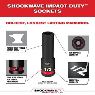 MW SHOCKWAVE Impact-Duty 12 in. Drive Metric  SAE Deep Well PACKOUT Impact Socket Set wScrew Driver Bit Set (131-Piece) 49-66-6806​-48-32-5150