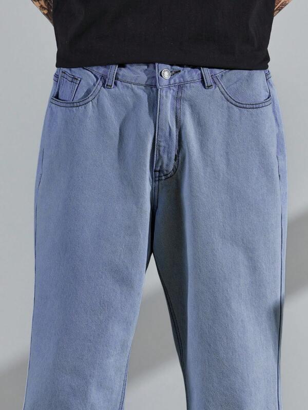 Men Slant Pocket Wide Leg Jeans