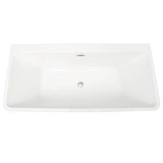 Aoibox 67 in. L Acrylic Alcove Freestanding Soaking Bathtub in White with Self-Leveling Legs and Flexible Drain SNMX1092