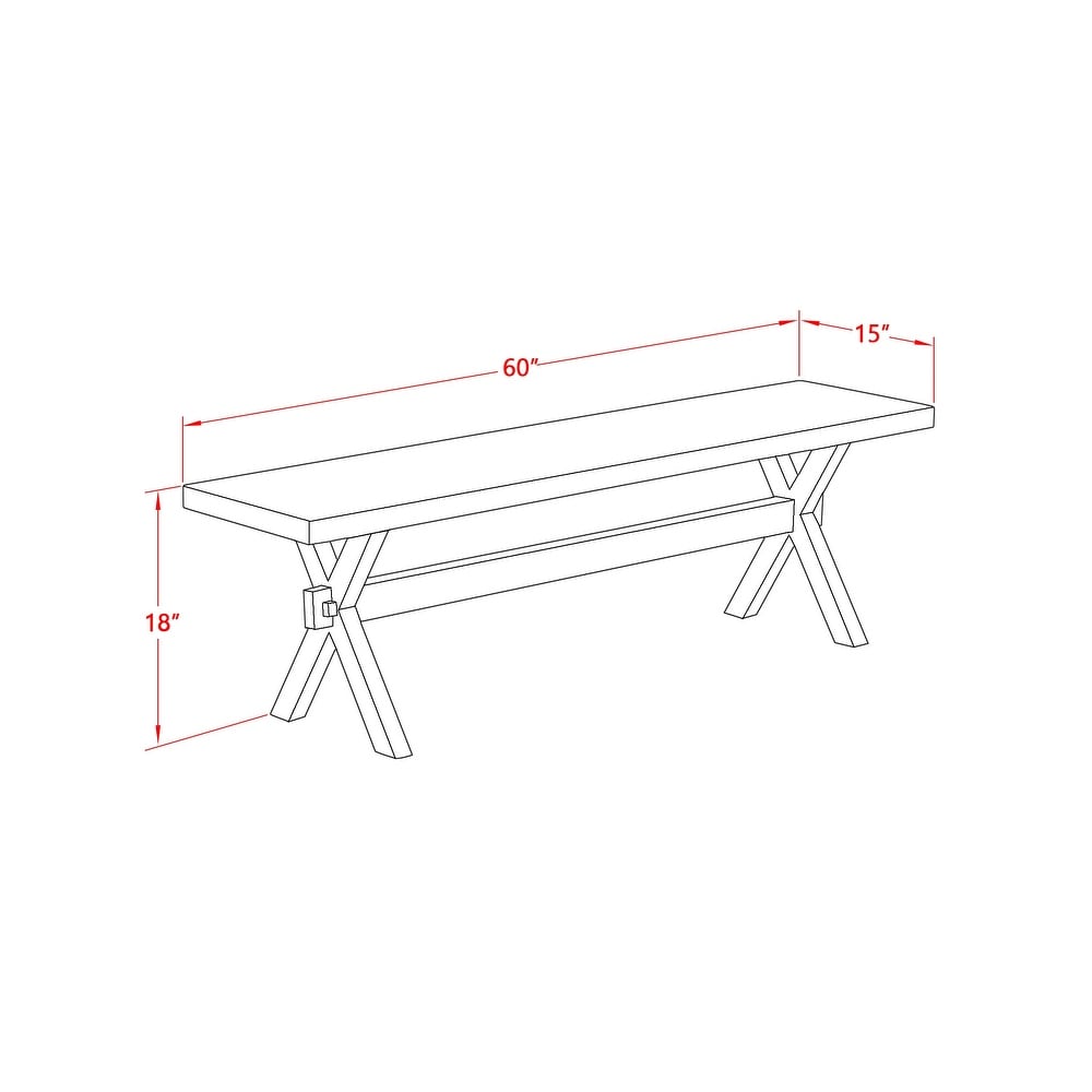 East West Furniture X Style Modern Dining Room Bench with Wooden Seat(Finish Options)