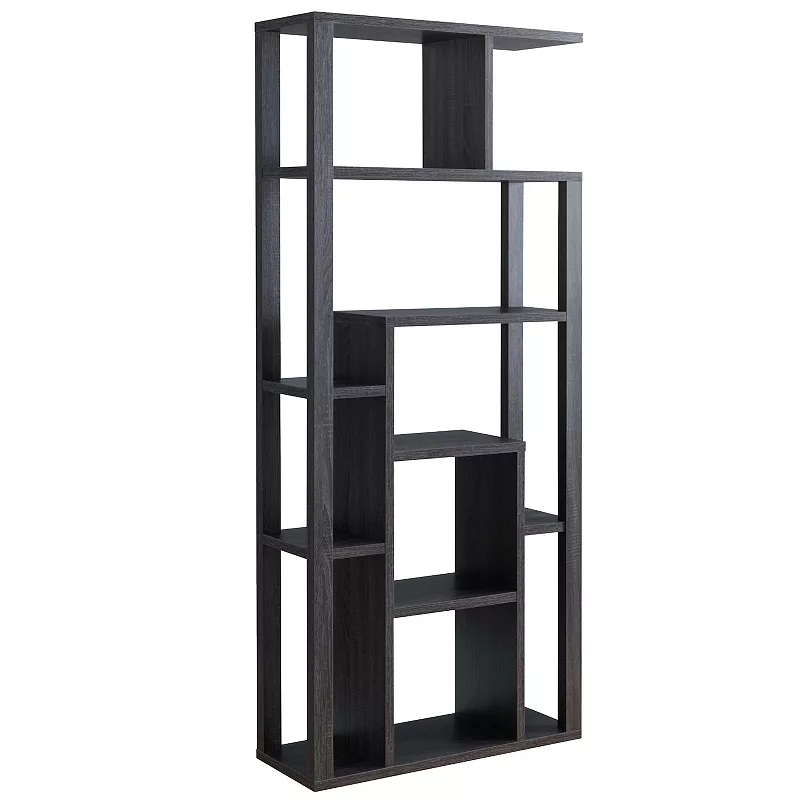 FC Design Distressed Grey Open Back Bookcase with 11 Multi Level Shelves