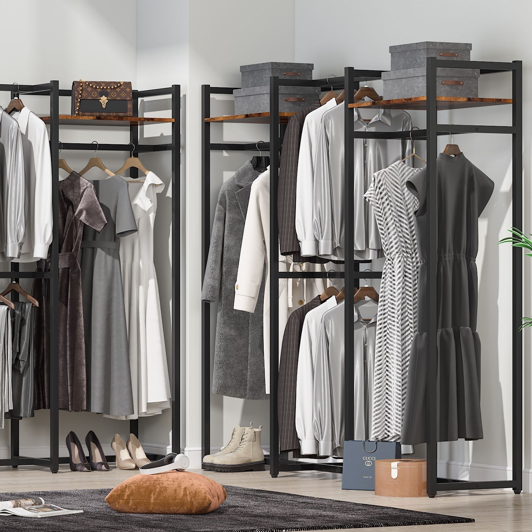 Freestanding Closet Organizer, Large Garment Clothes Rack