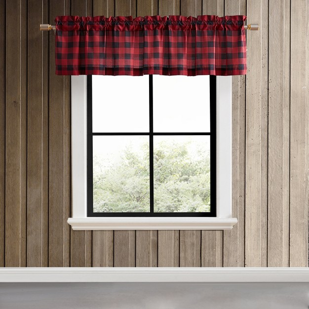 Eddie Bauer Mountain Plaid Valance 86 quot w X 15 quot l Red