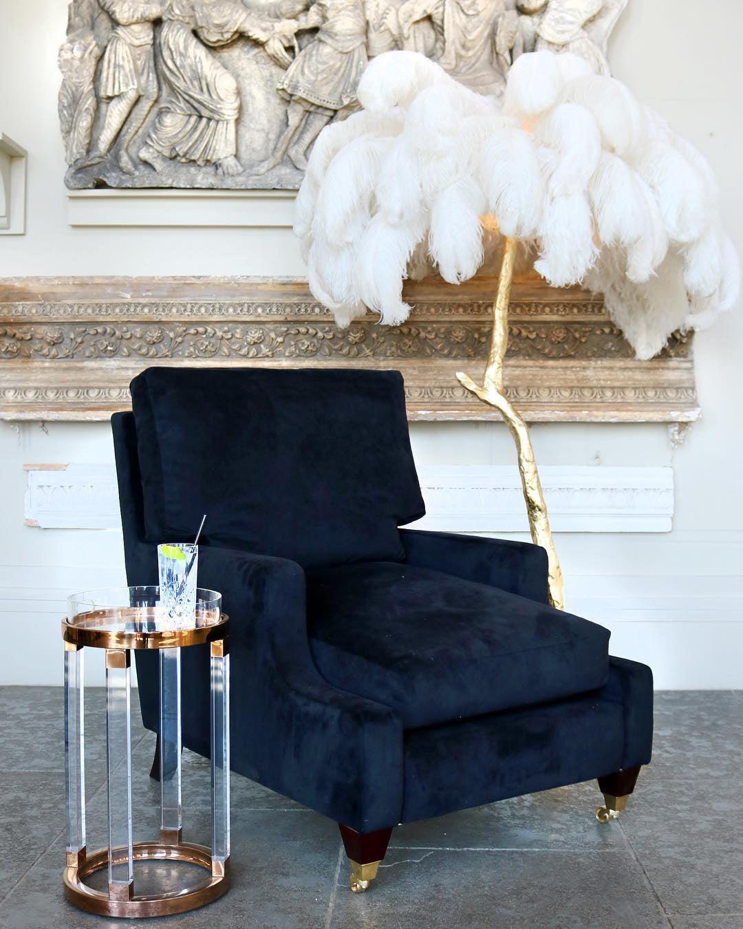 Ostrich Feather Brass Floor Lamp