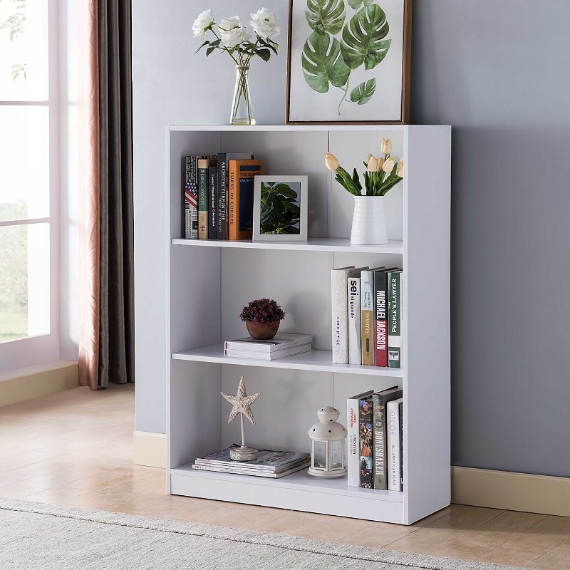 FC Design 3 Tier Display Bookcase in White Finish