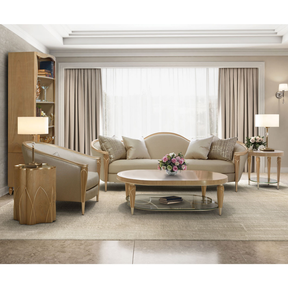 AICO Michael Amini Villa Cherie Chairside Table Caramel   Transitional   Side Tables And End Tables   by Unlimited Furniture Group  Houzz